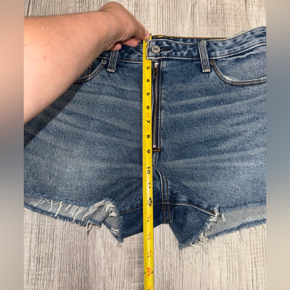 NWT Abercrombie & Fitch Annie High Rise Short 100%cotton 29/8Zipper Cut Off Blue - Picture 8 of 14